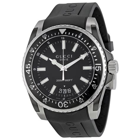 gucci dive black dial black rubber men's watch|men's diamond Gucci watch diamonds.